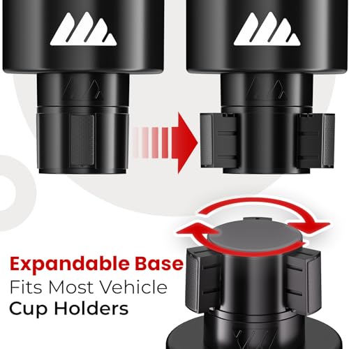 Ultimate Car Cup Holder Expander with Adjustable Base (Black / 2 Pack)
