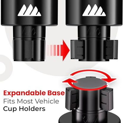 Ultimate Car Cup Holder Expander with Adjustable Base (Black / 2 Pack)