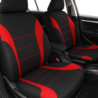 Polyester Full Car Seat Cover Set with Sponge Padding (Red/Black)