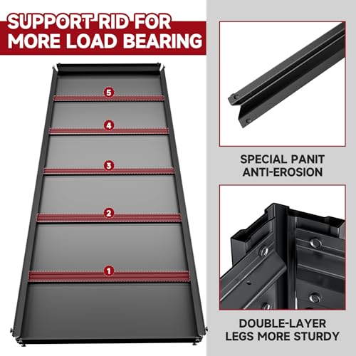 5 Tier 60" W x 24" D x 72" H Garage Shelving Units 3000LBS Shelves Garage Heavy Duty Metal Shelf Unit Adjustable Basement Industrial Storage Racks (Black-hidden Hole / 60"W x 24"D x 72"H)