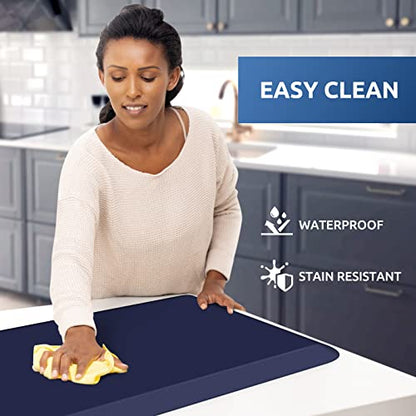Kitchen Mat Cushioned Anti Fatigue Kitchen Rug 0.8inch Waterproof Non Slip Kitchen Rugs and Mats Standing Desk Mat Comfort Floor Mats for Kitchen Sink Office (Blue / 39"L x 17.3"W x 0.8"Th)
