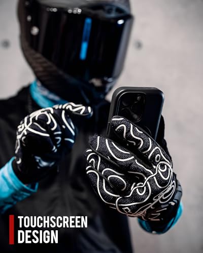 Motorcycle Gloves Motorbike Glove Full Finger Knuckle Protection Padding Touch Screen for Women Men (Large / Glow)