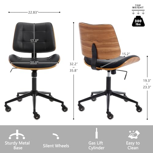 Home Office Desk Chair with Rubber Wheels (Black / Standard Style)