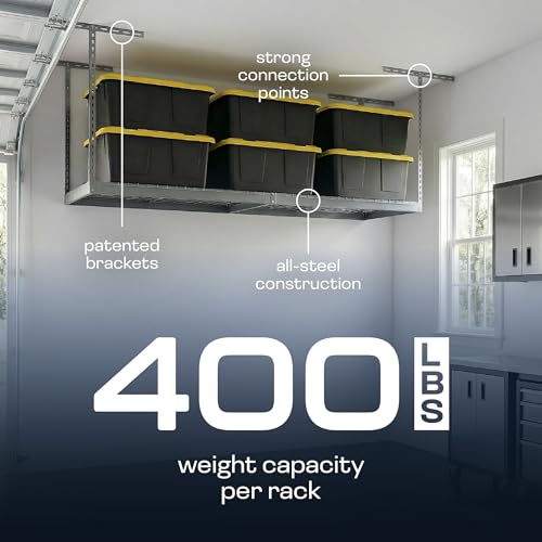 MonsterRax 2x8 Overhead Garage Storage Rack (Hammertone / 24"-45")