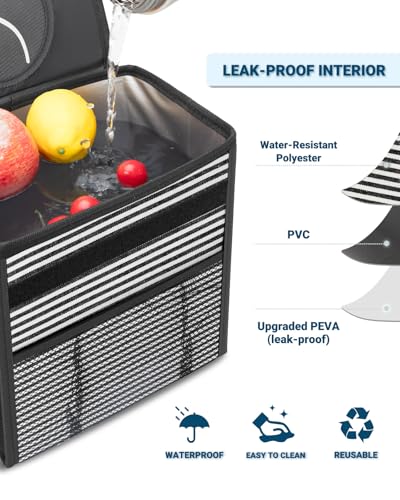 Car Trash Can with Lid (2.5 Gallons / Stripe)
