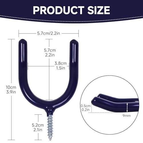 16 Pack Garage Storage System Steel U Hooks with Anti (Blue / 16 Pack)