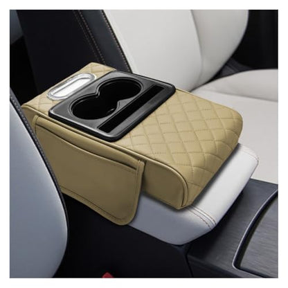 Leather Car Center Console Cover (Beige)
