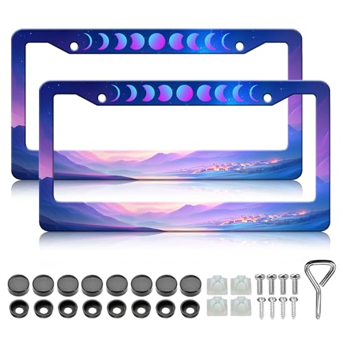 Moon Phase Mountains License Plate Frames (Moon Phase1)