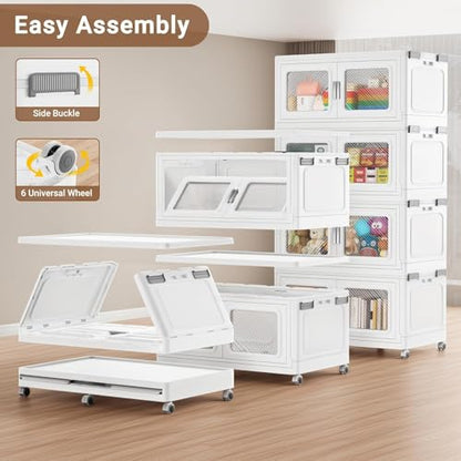 1200 Qt Extra Large Stackable Storage Bin with 4 Lid (White / 300QT-4pack)