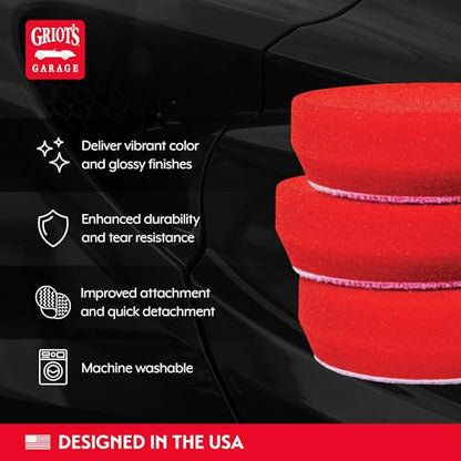 3” Red Foam Waxing Pads for Car Detailing (3" Pads (Set of 3))
