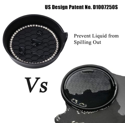 2 Pack Car Cup Holder Coaster Bling Crystal Rhinestone Car Interior (Black / 2 Pack)