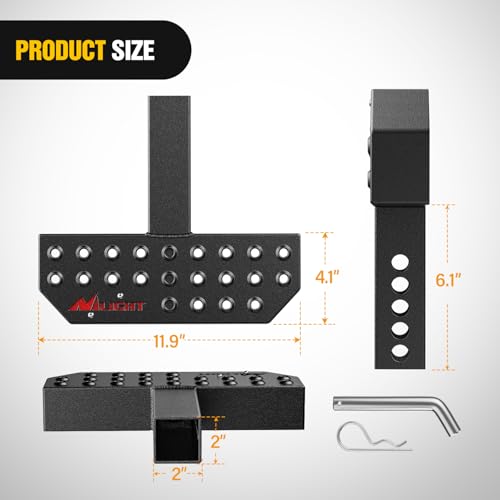 11.9" Hitch Step with 2" Hitch Receiver for Pickup Truck Car SUV (11.9 Inch Hitch Step)