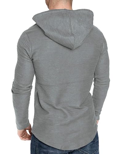 Mens Fashion Athletic Hoodies Sport Sweatshirt Solid Color Fleece Pullover Light Grey X (X-Large / Light Grey)