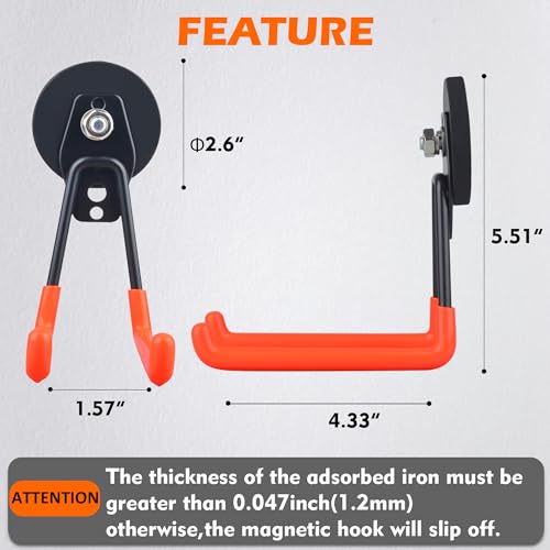 Magnetic Hooks (2.6in Magnet L Red Hooks 2PCS)