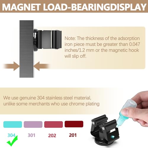 2 Pack Magnetic Broom Holder with 2 Pack Mini Magnetic Hooks (2pc+2pc(42mm-Magnet) / Black)