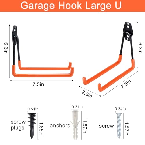 Heavy Duty Steel Garage Storage Hooks (10 X Large U hooks)