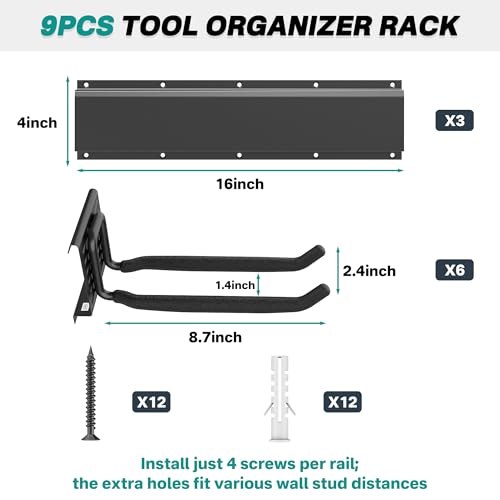 Garage Tool Storage Organizer (6Hooks)