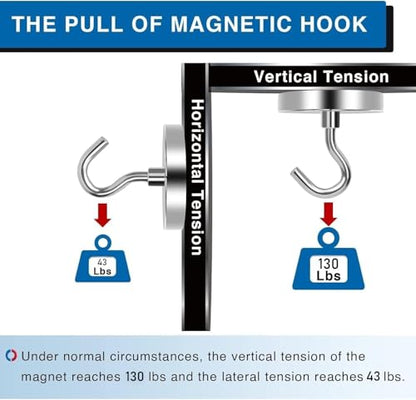 Magnetic Hooks for Cruise Cabins 130LBS Heavy Duty Magnet Hook 6 P (Silver / 1.26in)
