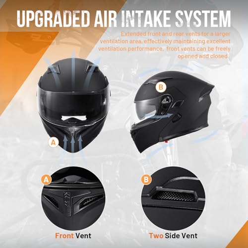 DOT Motorcycle Full Face Helmet (Matte Black-Led / Medium)
