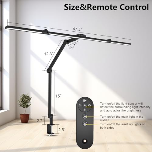 3000 Lumen Ultra Bright Architect Desk Lamp with Clamp (Black)