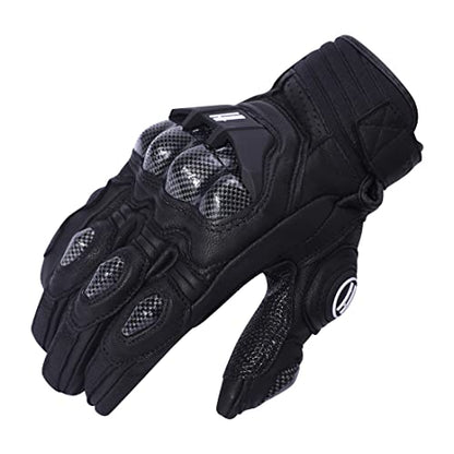 Mens Leather Motorbike Gloves KM046 Black M (Medium / Black)