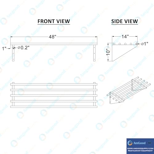14 in. x 48 in. NSF Stainless Steel Tubular Wall Shelf (14 in. x 48 in.)