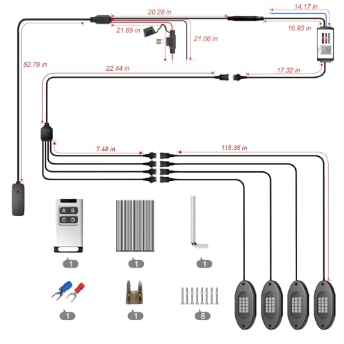 LED RGB Rock Lights for UTV ATV RZR 4 Pods with APP and Remote Control (RGB / 4 Pods)