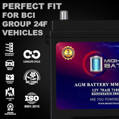 MM G24F Start and Stop Car BCI Group Size 24F 12V 70Ah (Group 24F)