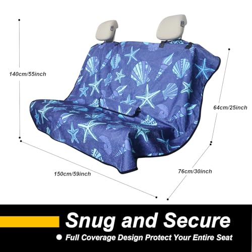 Back Seat Cover for Car Trucks Van SUV Jeep (Rear Bench Seat Towel / Conch Shells Starfish)