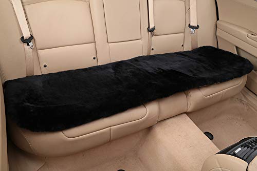Black Genuine Sheepskin Car Rear Seat Cover for Fuzzy Back Cushion (Black)