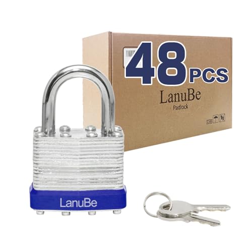 Laminated Keyed Alike Padlock 48 Pack 1.6 (48 Pack Blue)