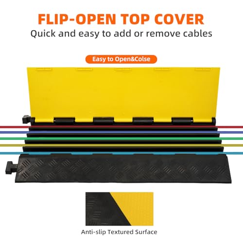 2 Pack 5 Channel Cable Protector Ramp Traffic Wire and Hose Ramp Cord Cover Heavy Duty Channels 18 (5 Channel 2 Pack)