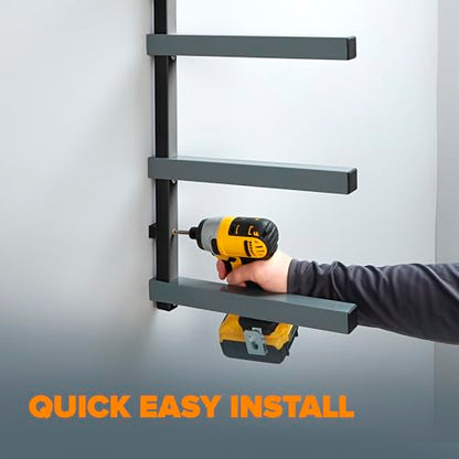 4 Level Lumber Storage Rack Wall Mount Wood Rack For Garage Organizer (Black and Gray / 4-Level)