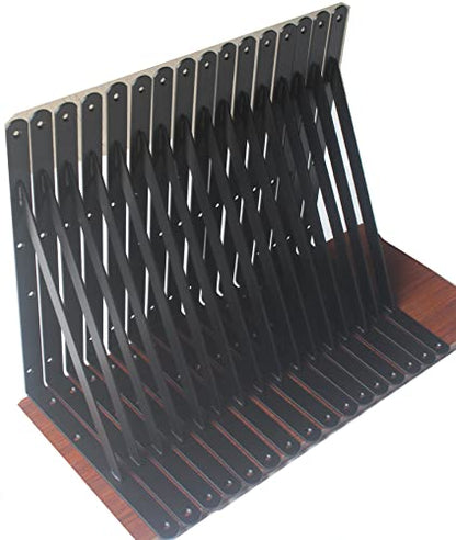 20 Pack L14 x H 10" Black Heavy Duty Shelf Brackets with Screws Metal Shelf Brackets Shelf Support Angle Brackets for Shelves L Brackets Heavy Duty Floating Shelf (20 Pack-Black / 14''x10'')