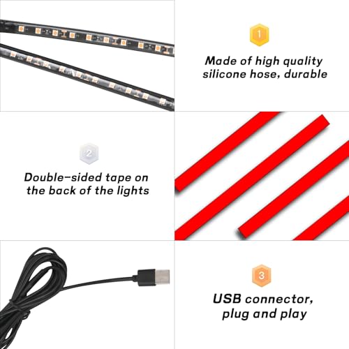 Car LED Strip Light (24 LED,USB / red)