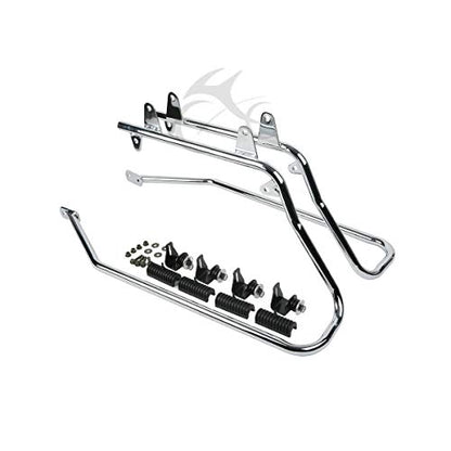 Motorcycle 5" Stretched Saddlebags with Black Conversion Brackets Fit For Harley Softail Deluxe Heritage Softail 1984 (Vivid Black W/ Black Latches)