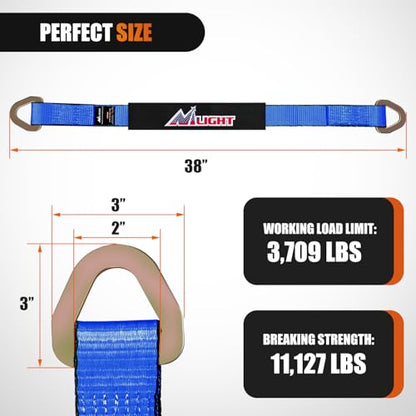 2" x 38" Axle Tie Down Straps with D (4Pcs 2in x 38in Axle Tie Down Straps Blue)