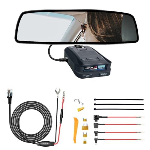 Radar Detector Rearview Mirror Rod Mount and Radar Power Cord Hardwired Kit (For Uniden Radar Models)