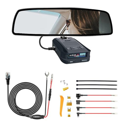 Radar Detector Rearview Mirror Rod Mount and Radar Power Cord Hardwired Kit (For Uniden Radar Models)