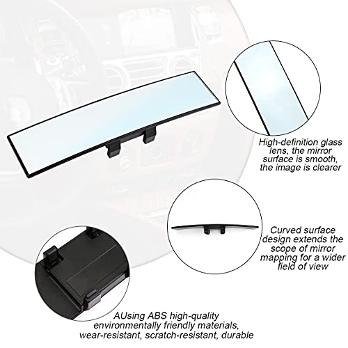 12 Inch Panoramic Car Rearview Mirror (White)