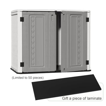 Outdoor Storage Shed Diamond Texture 4x3FT Horizontal Shed (White & Grey-26 Cu ft)