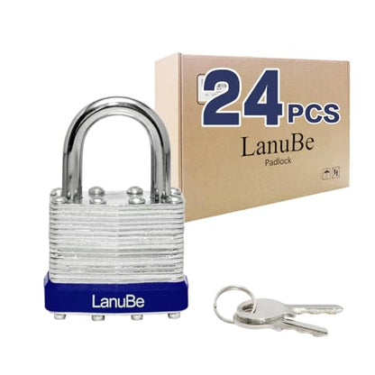 Laminated Keyed Alike Padlock 24 Pack 1.6 (24 Pack Blue)