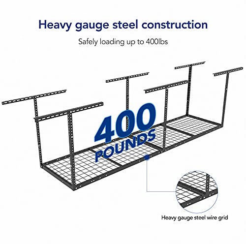 2x8 Overhead Garage Ceiling Storage Rack Organization (Black / 2x8 ft)