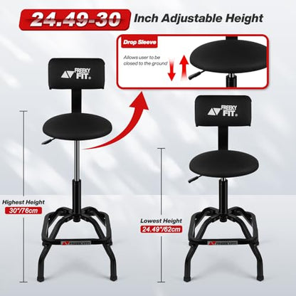 Shop Stool with Backrest (Black)