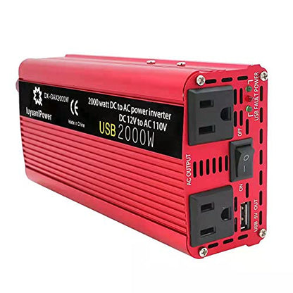 Car 2000W Inverter 12V to 110V AC 900W Continuous USB QC3.0 Off Grid RV (2000w)