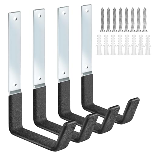 Ladder Hangers for Garage Wall Garage Hooks Heavy Duty Wall Hooks Set of 4 Tool Organizers and Storage Wall Mount Garage Storage Utility Rack Tool Holder for Garage Garden Shed Shop Bike Hose (4PACK)
