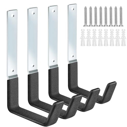 Ladder Hangers for Garage Wall Garage Hooks Heavy Duty Wall Hooks Set of 4 Tool Organizers and Storage Wall Mount Garage Storage Utility Rack Tool Holder for Garage Garden Shed Shop Bike Hose (4PACK)