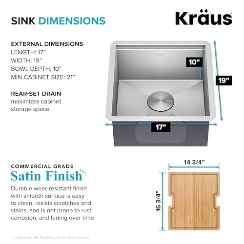 Stainless Steel 17 in 16 Gauge Undermount Bar Sink KWU111 (Stainless Steel / 17 Inch / Sink)