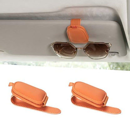 Magnetic Leather Sunglasses Holder for Car (orange)