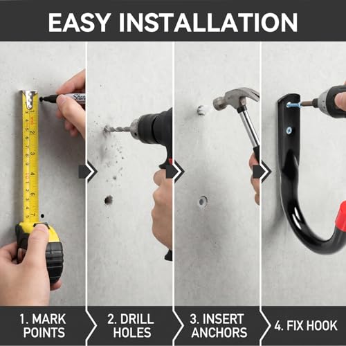 Wall Mount Garage Storage Hooks (5.5Inch x 4Inch)